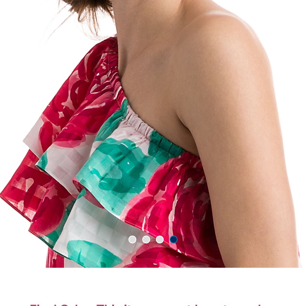 Run For The Roses One Shoulder Vineyard Vines Dress - Picture 4 of 5